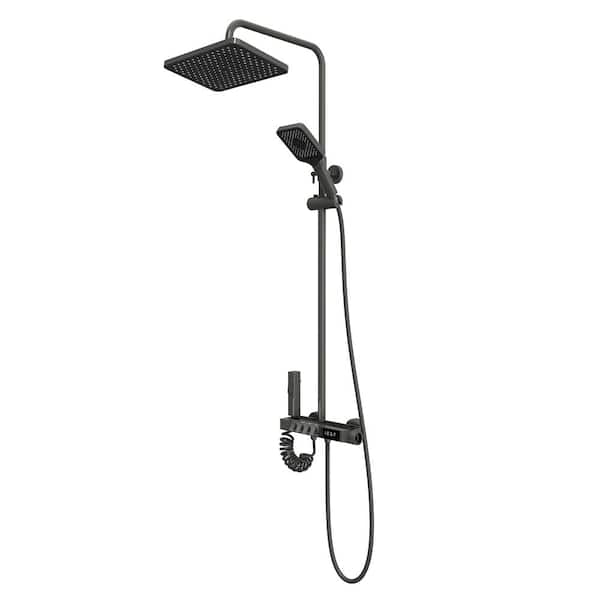 FUFU&GAGA Shower System Single Handle 3-Spray Shower Faucet 20 GPM with Adjustable Head in. Gun Gray for Bathroom