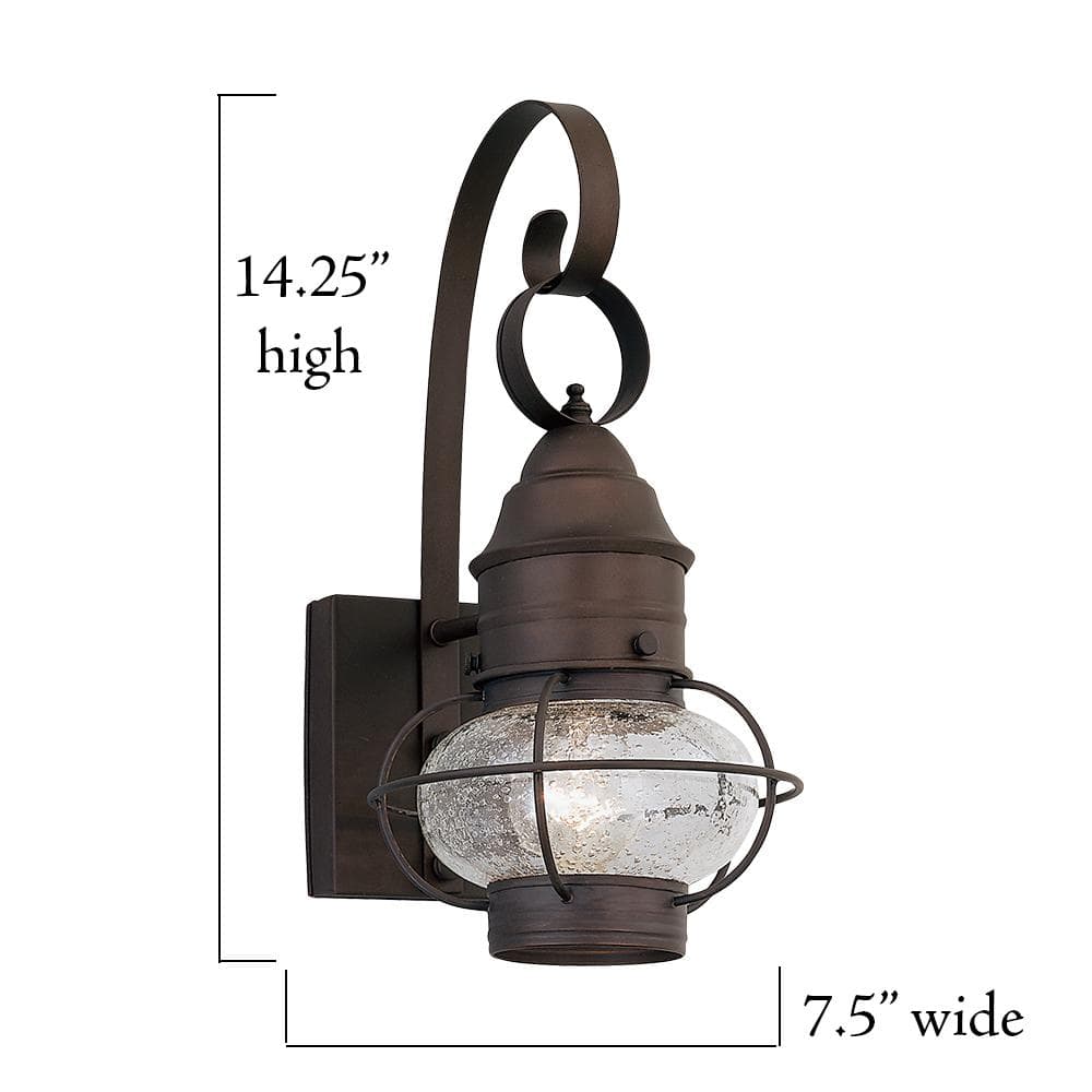 Rustique Bronze Outdoor Lantern Wall Sconce, 14.25in H
