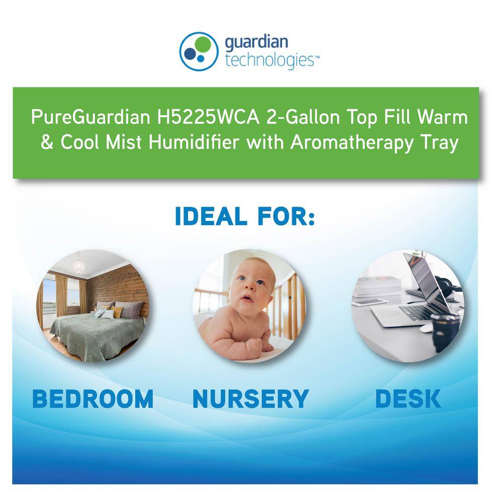 Pure Guardian Blue and White Ultrasonic Cool and Warm Mist Humidifier