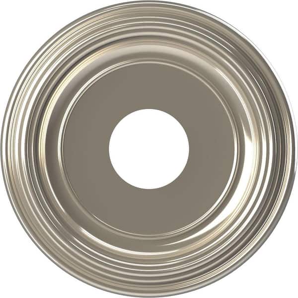 Ekena Millwork Traditional 13 in. O.D. x 3-1/2 in. I.D. x 1-1/4 in. P Thermoformed PVC Ceiling Medallion Bright Coat Chrome