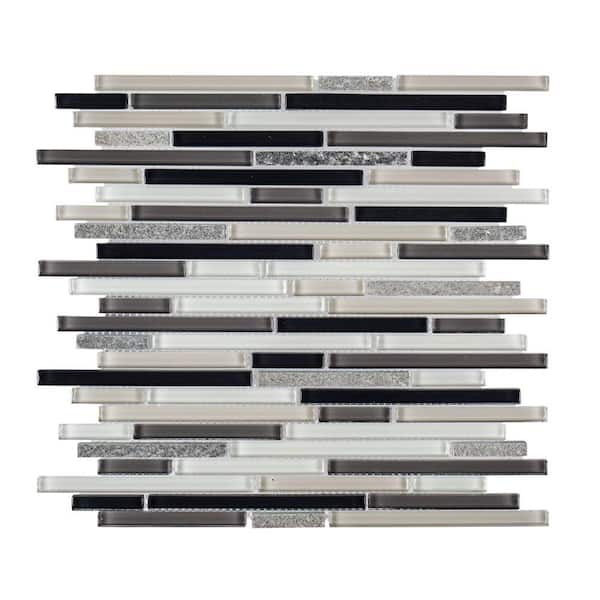 Jeffrey Court Thundering Cliffs Gray 11.375 in. x 11.625 in. Interlocking Mixed Glass and Stone Mosaic Tile (0.918 sq. ft./Each)
