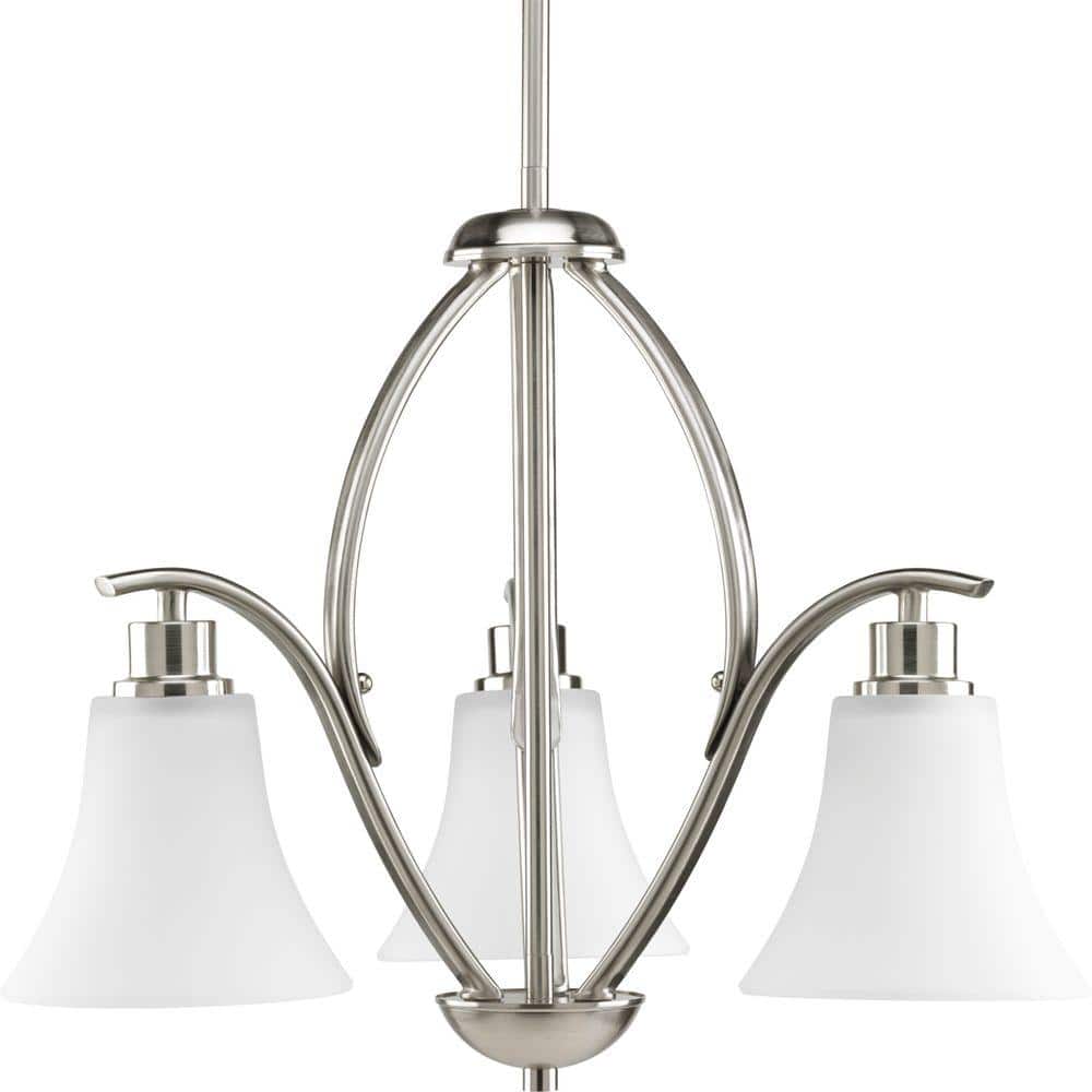 Joy Collection 3-Light Brushed Nickel Etched Glass Traditional Chandelier L