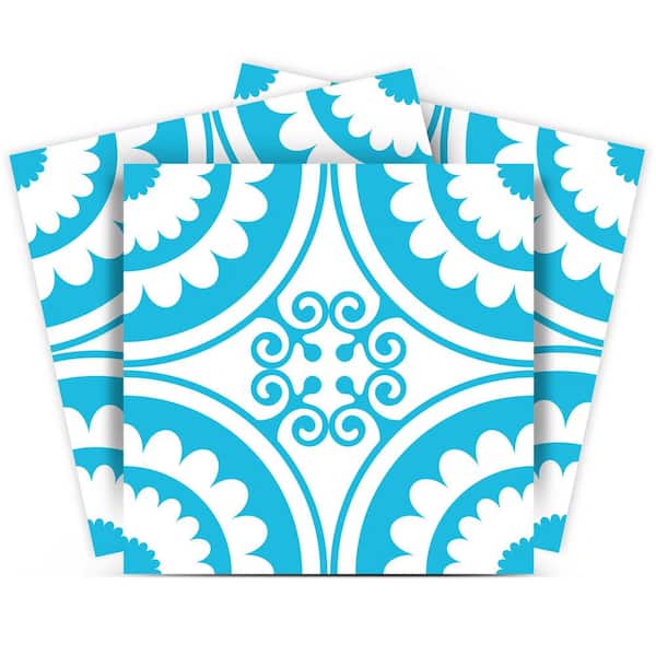 MI ALMA Aqua and White K11 5 in. x 5 in. Vinyl Peel and Stick Tile (24-Tiles, 4.17 sq.ft./Pack)