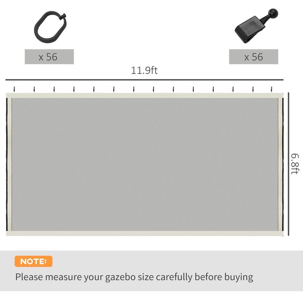 Beige Outdoor Polyester Mesh Sidewall Netting for Gazebos