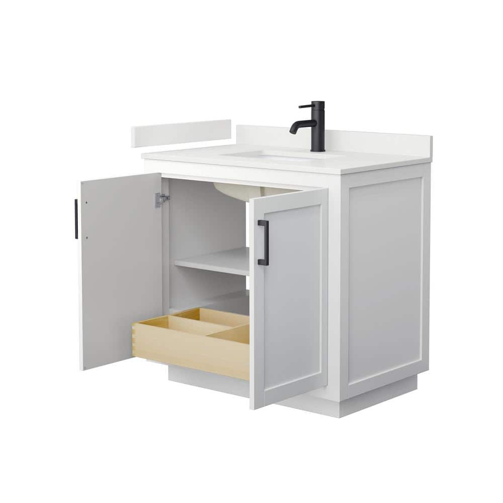 Miranda 36" White Freestanding Single Bathroom Vanity with Quartz Top