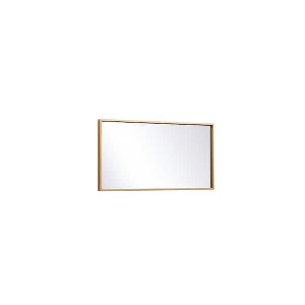 Elegant Furniture Small Rectangle Brass Modern Mirror (14 in. H x 28 in. W)