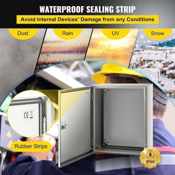 20 x 16 x 8 in. NEMA Steel Case NEMA 4X Metal Electric Enclosure IP66 Water and Dust Resistant Mounting Plate Included