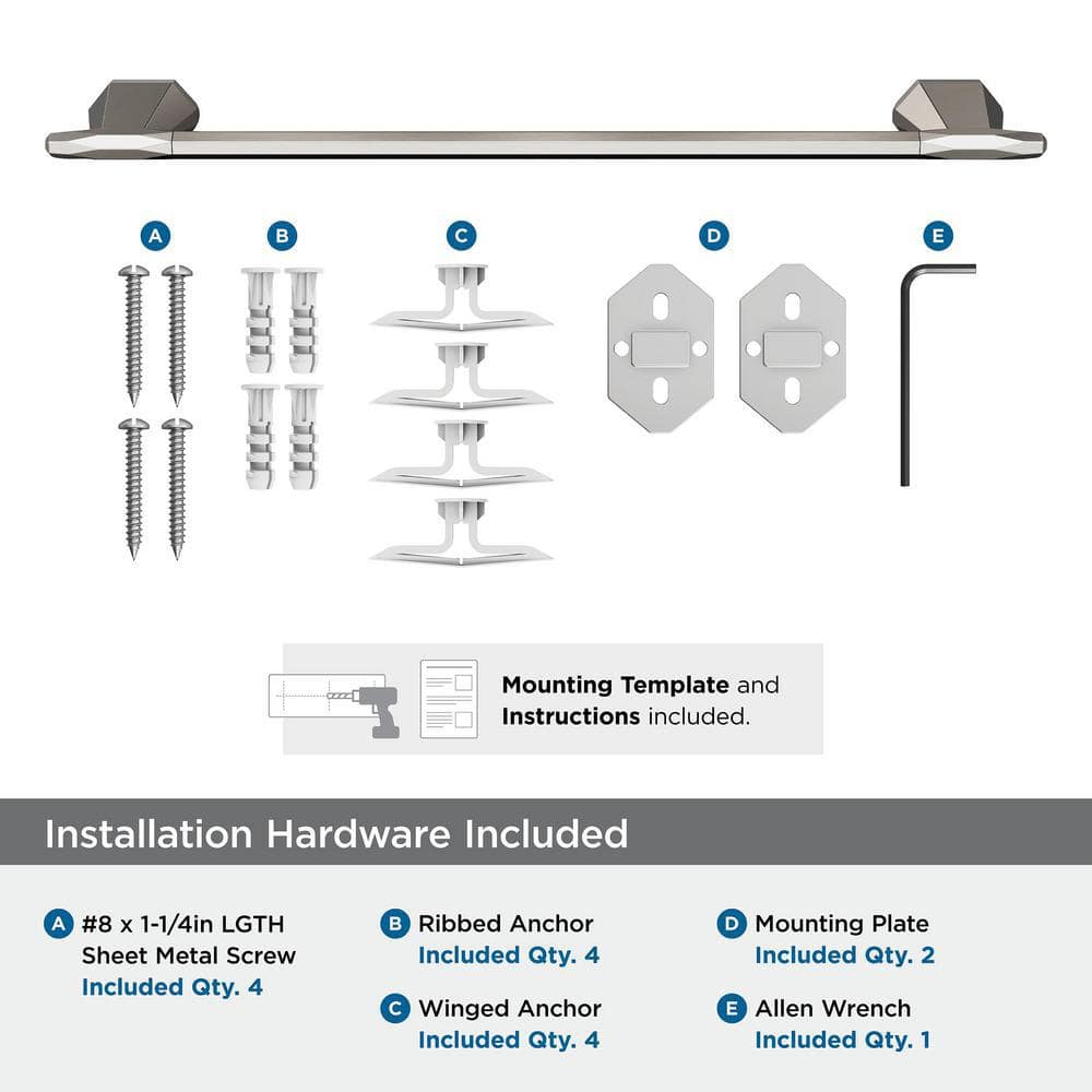 St. Vincent 18 inch Brushed Nickel Wall Mounted Towel Bar