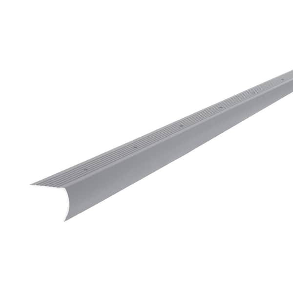 1-1/8 in. x 1-1/8 in. x 36 in. Brushed Silver Aluminum Stair Nosing w/ Screw Nails