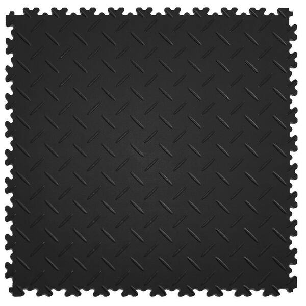 IT-tile Diamond Plate Black 20.5 in. x 20.5 in. Residential & Commercial Interlocking Multi-Purpose Flooring Tile, 8Tile