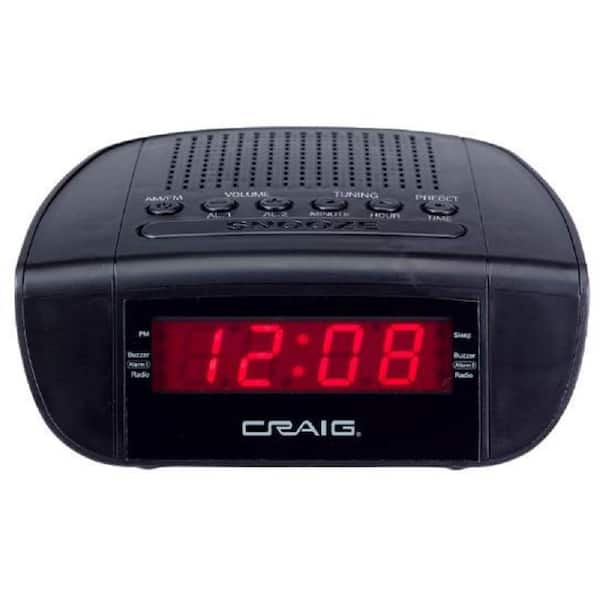 CRAIG 0.6 in. LED PLL AM/FM Dual Alarm Clock Radio