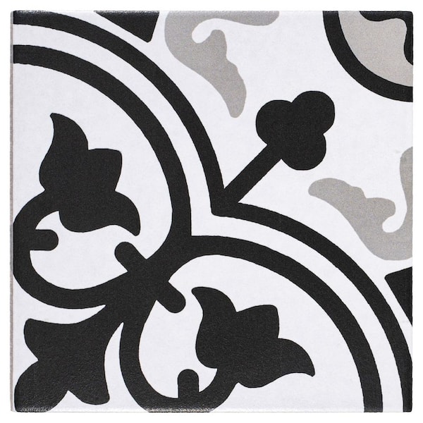 Bliss Gothic White/Gray/Black 8 in. x 8 in. Porcelain Matte European Floor and Wall Tile (10.76 sq. ft./Case)