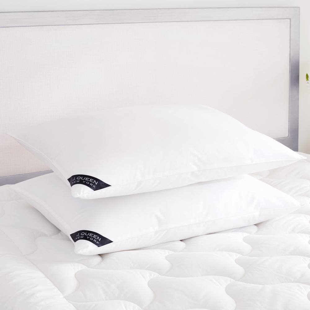 Elegance Medium White Cotton Standard Queen Pillow Pair
