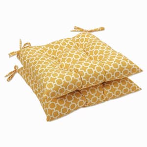 19 in. x 18.5 in. Outdoor Dining Chair Cushion in Yellow/White (Set of 2)