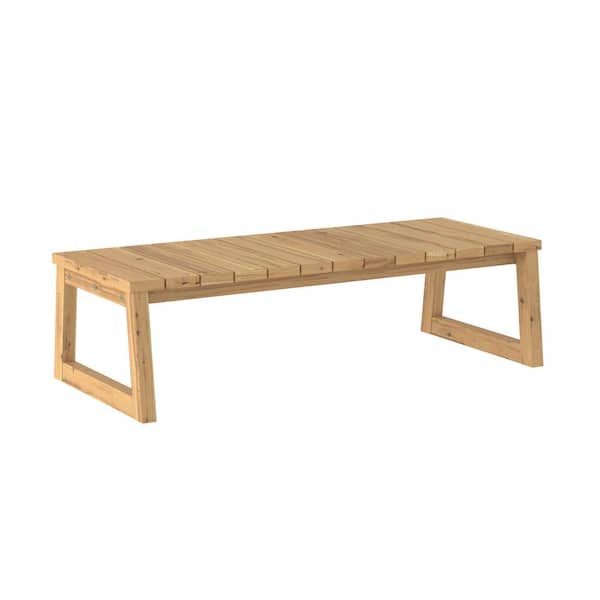 Zeus & Ruta 45.75 in. W x 20.50 in. D x 11.75 in. H Natural Brown Modern Slat-Top Acacia Wood Patio Coffee Table for Porch Balcony