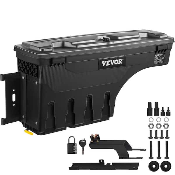 VEVOR 6.6 Gal. Truck Bed Storage Box 28 in. ABS Driver Side Truck Tool Box with Password Padlock for Ford F150 2015-2021,Black