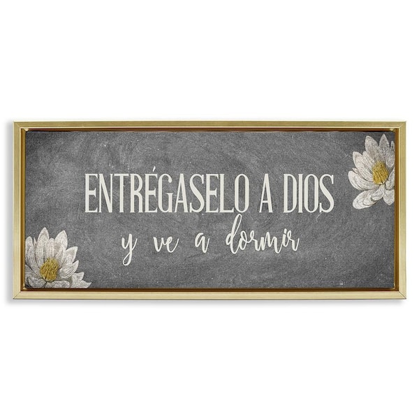 Stupell Industries Give it to God by Kim Allen Gold Floater Frame Religious Graphic Art Print 11 in. x 25 in.