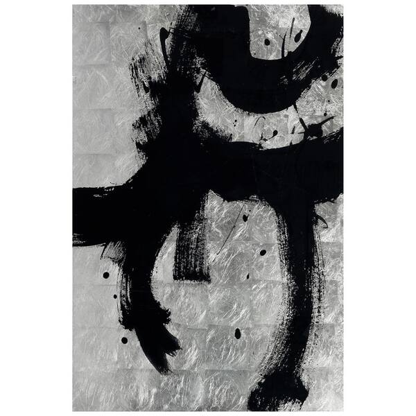 Empire Art Direct Onyx Gesture I Abstract Unframed Reverse Printed on Tempered Glass with Silver Leaf Wall Art 32 in. x 48 in.