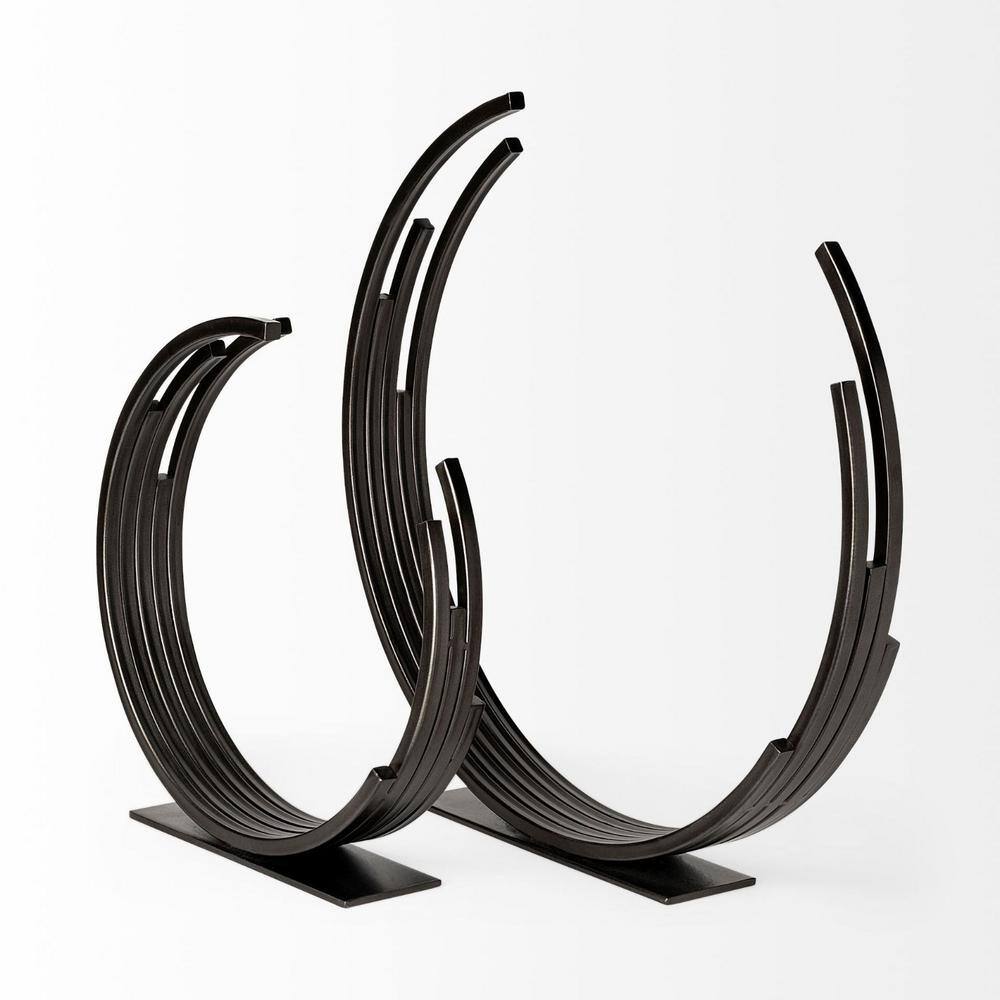 Matte Black Metal Incomplete Circular Sculpture