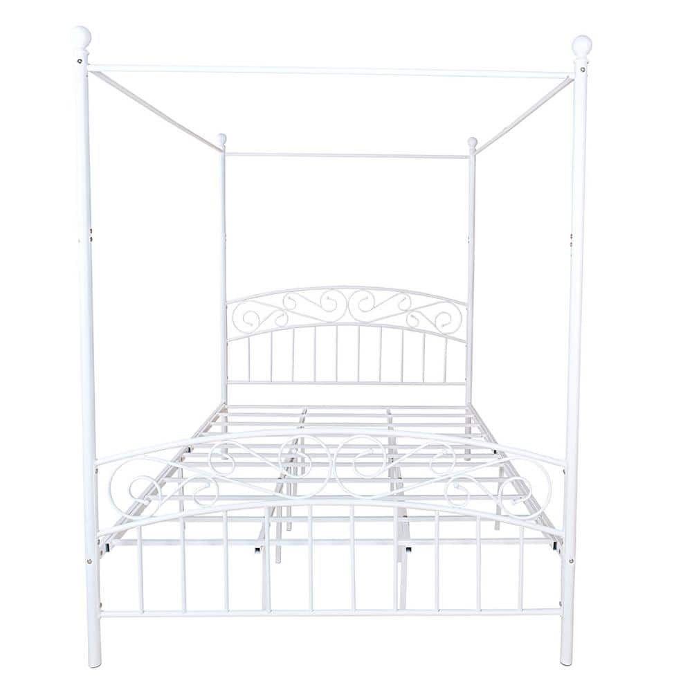 White Gorgeous European-Style Metal Canopy Bed Frame