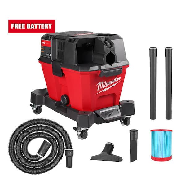 Milwaukee M18 FUEL 6 Gal. Cordless Wet/Dry Shop Vacuum with Filter, Hose, and Accessories