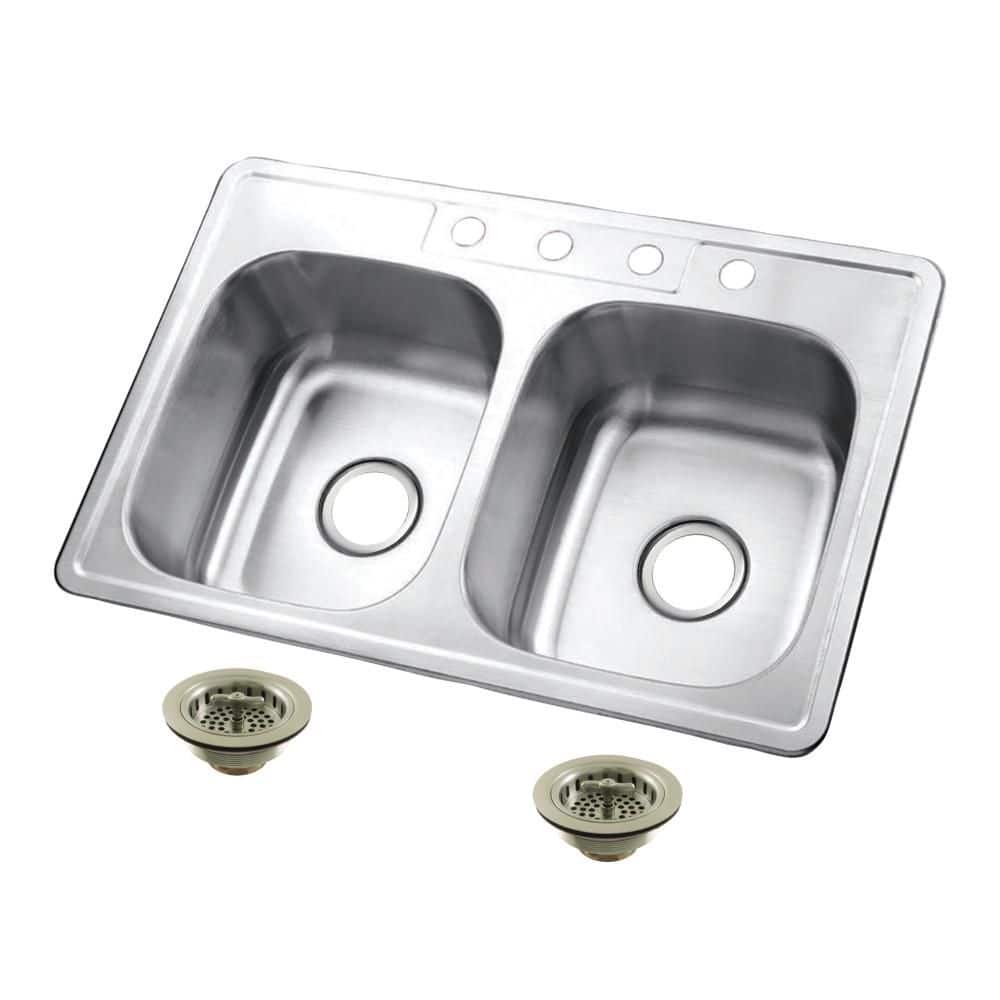 Studio 14 in. Drop-in Double Stainless SteelKitchen Sink with Basket Strainer price history on PriceWatchPro