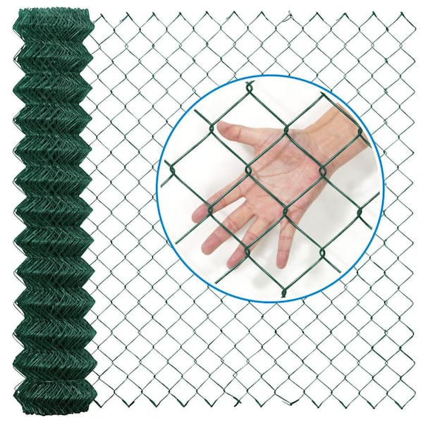 4 ft. x 50 ft. Green Vinyl Coated Galvanized Steel 9-Gauge Chain Link Fabric Roll