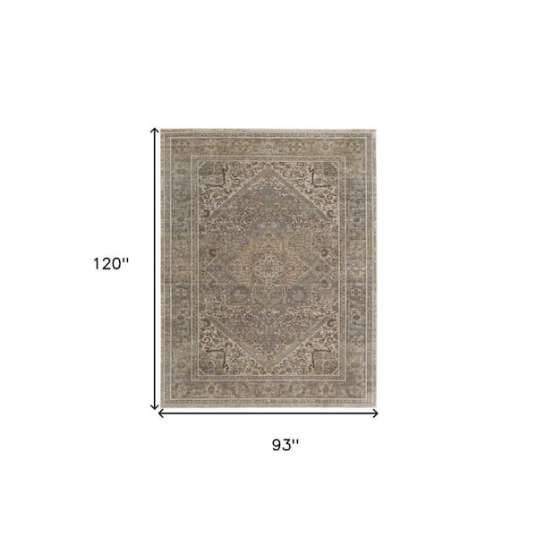 8 ft. x 10 ft. Tan and Brown Floral Area Rug