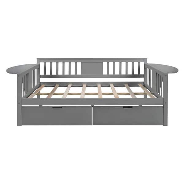 HomeRoots Gray Wood Frame Full Panel Bed