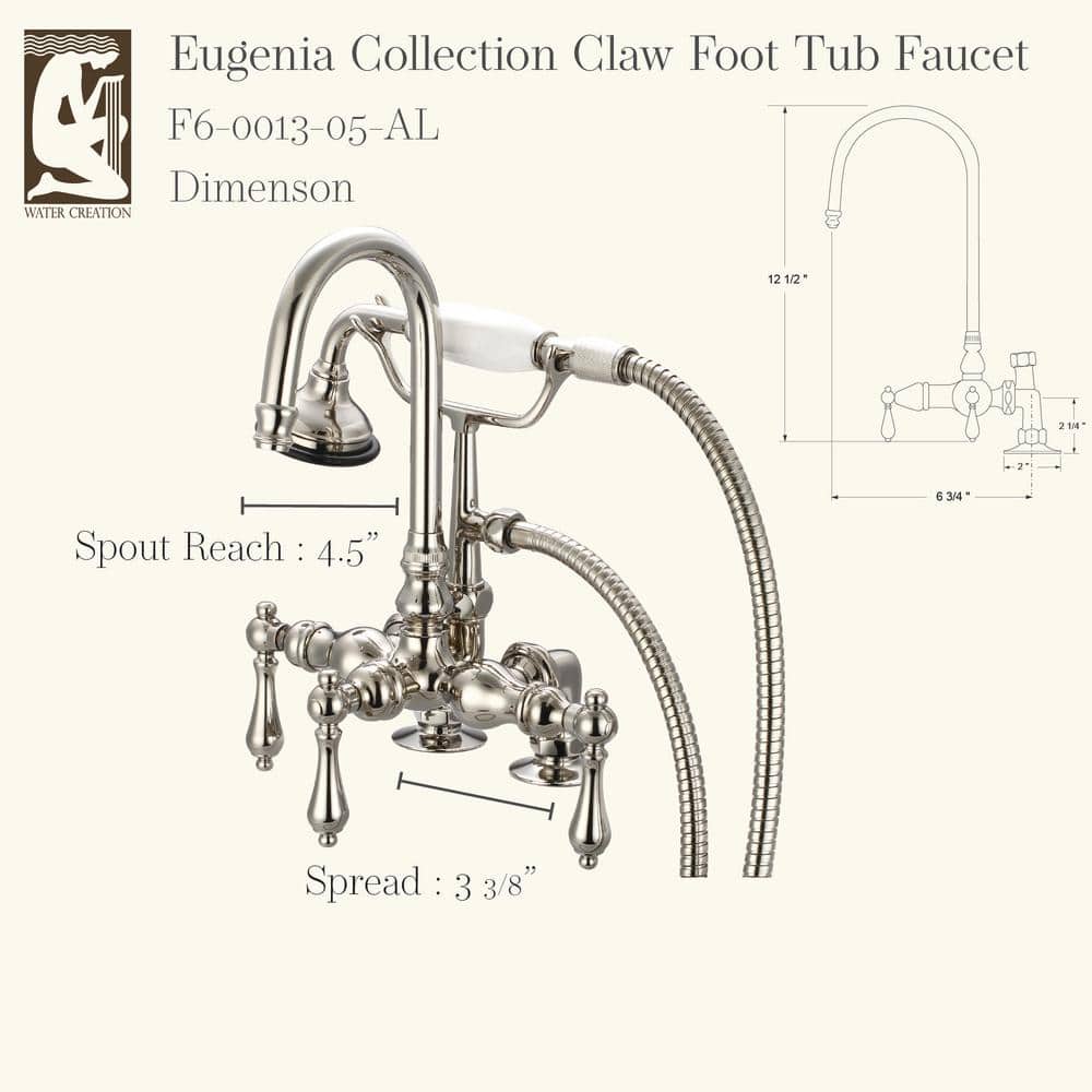 Vintage Elegance Nickel Clawfoot Tub Faucet with Porcelain Handle