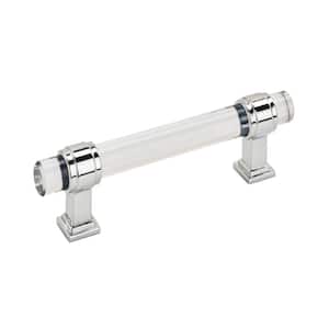 Glacio 3-3/4 in. (96 mm.) Clear/Polished Chrome Cabinet Drawer Pull