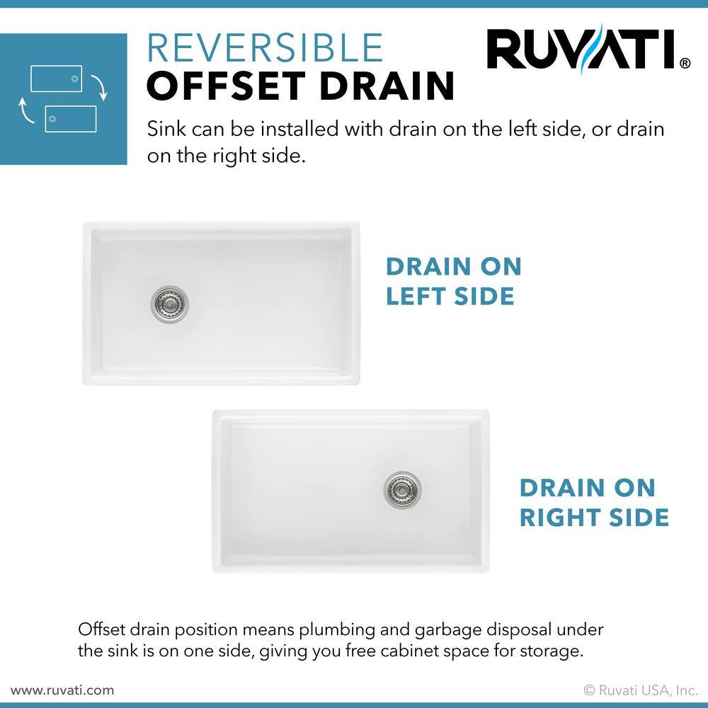 Ruvati 30-Inch White Fireclay Farmhouse Kitchen Sink