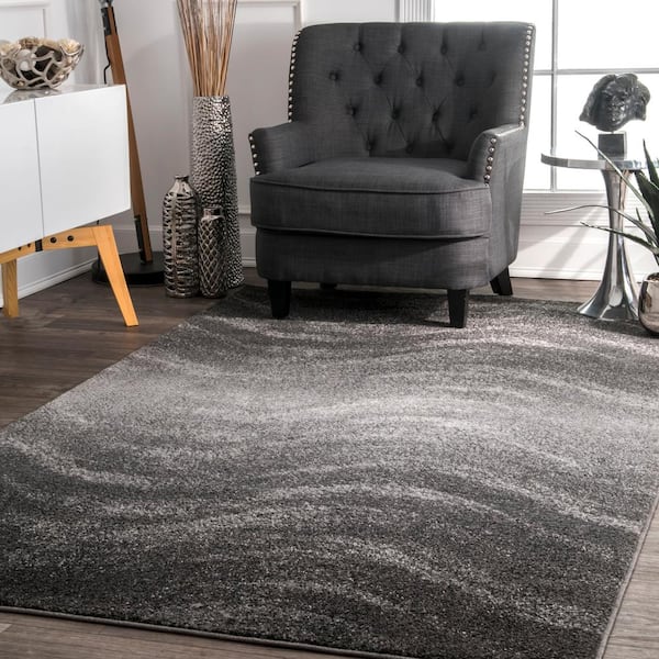 Julene Contemporary Ripples Gray 5 ft. x 8 ft. Area Rug