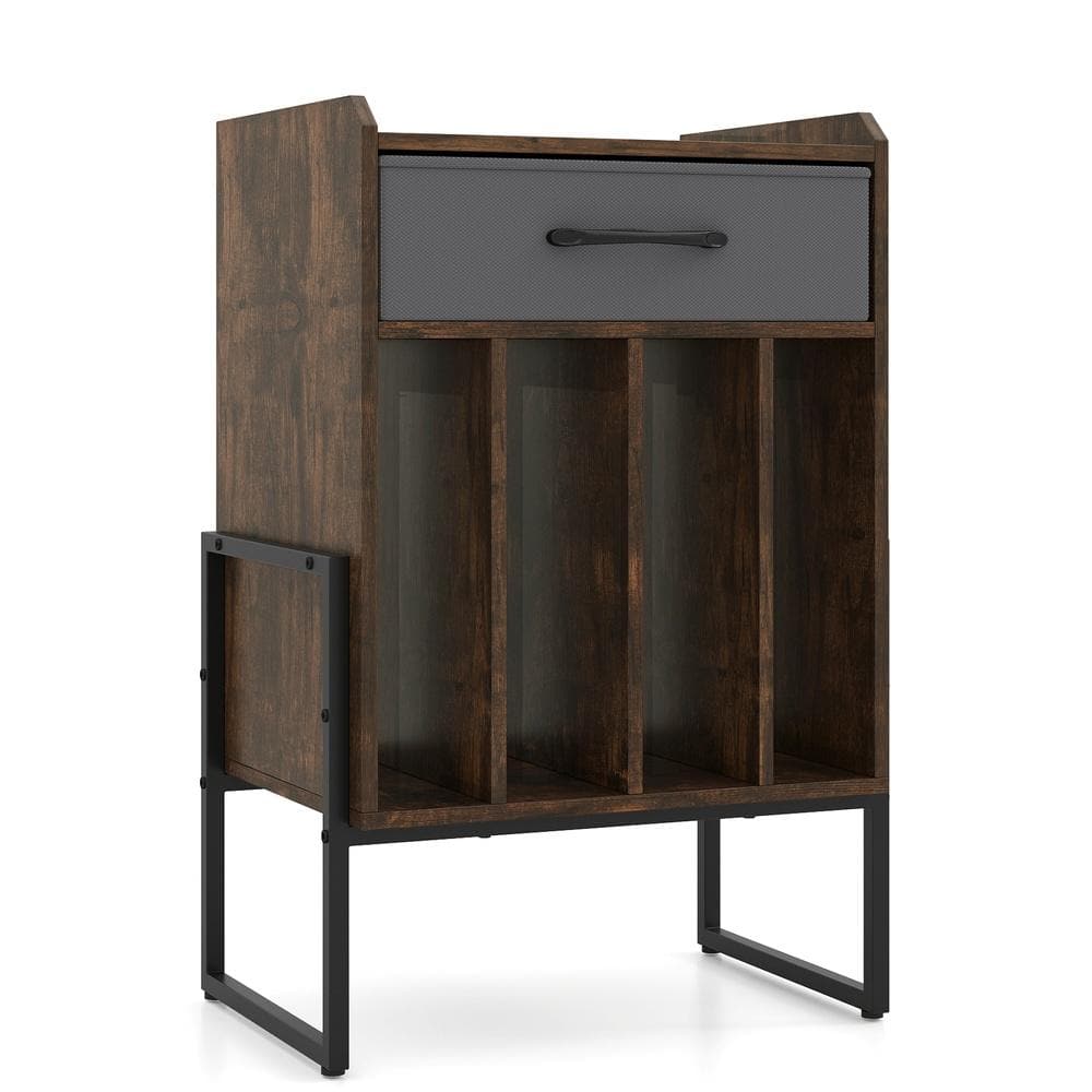 Record Player Stand with Drawer and Record Holder-Rustic Brown price history on PriceWatchPro