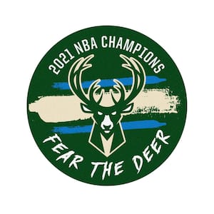 NBA Milwaukee Bucks 2021 NBA Finals Champions Green 2 ft. 3 in. x 2 ft. 3 in. Round Basketball Area Rug