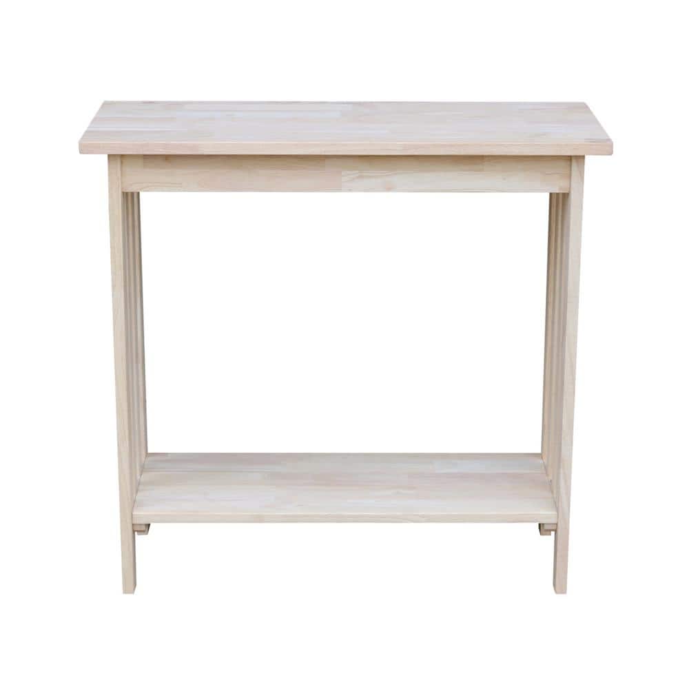 Unfinished Solid Wood Mission Entry Table with Shelf