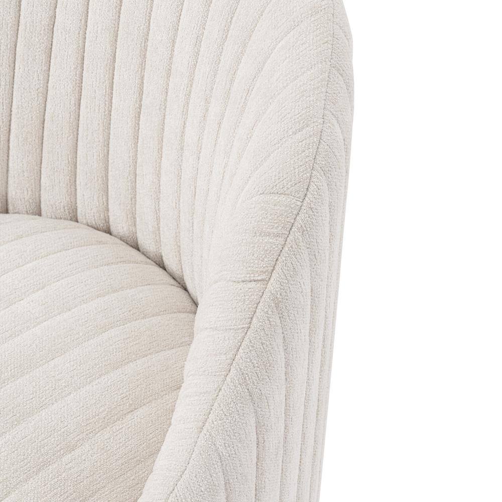 Cream Boucle Swivel Barrel Chairs with Gold Base, Set of 2