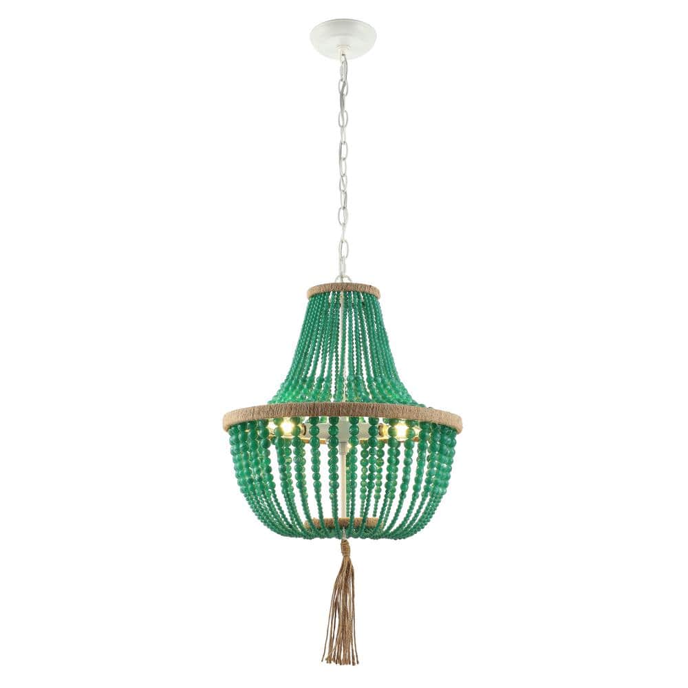 Contemporary Crystal White Beaded 21" Pendant Light