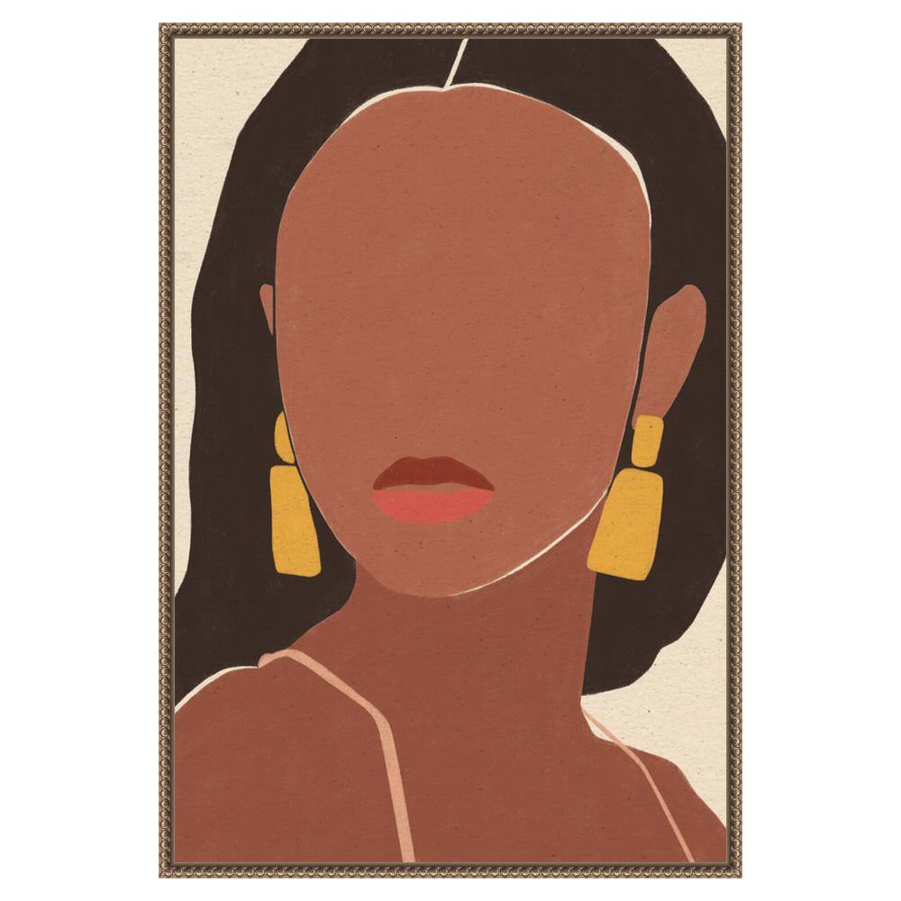 Sun Kissed Woman II Beaded Bronze Framed Canvas Wall Art