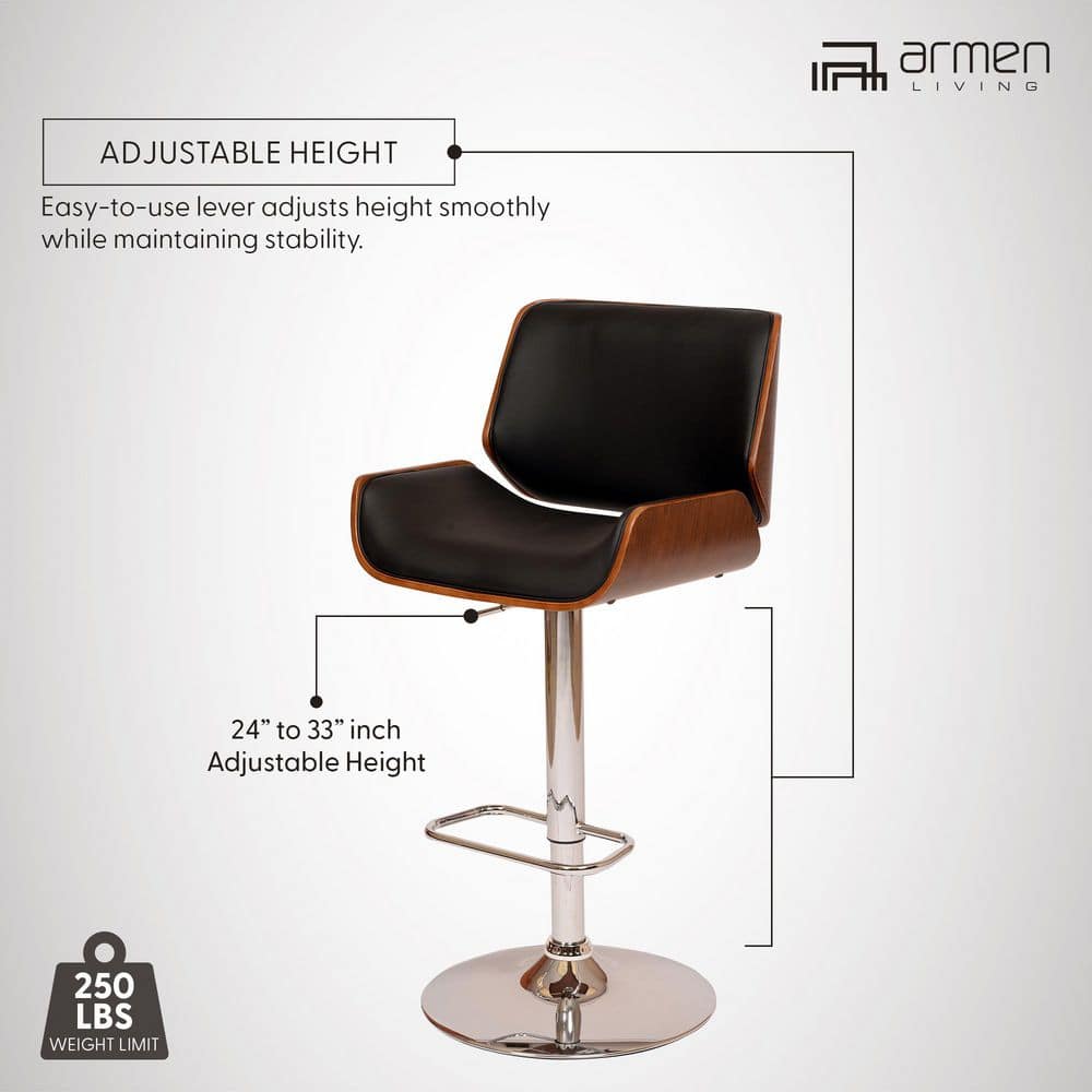 Contemporary London Swivel Barstool in Black Walnut