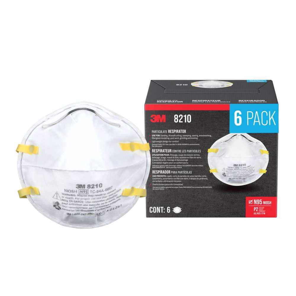 3M 8210 Plus Performing Sanding and Fiberglass Respirator, 6 Pack