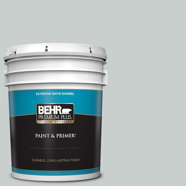 BEHR PREMIUM PLUS 5 gal. #720E-2 Light French Gray Satin Enamel Exterior Paint & Primer