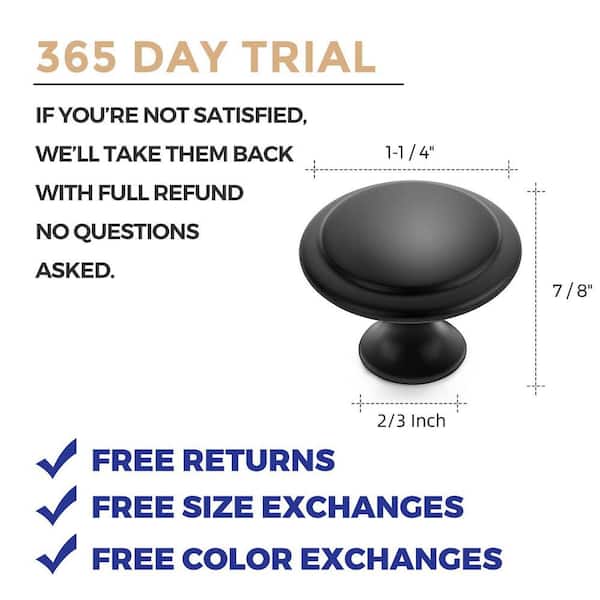 30pcs Modern Round Drawer Knobs Matte Black Stainless Steel Hardware Pulls for Cabinets