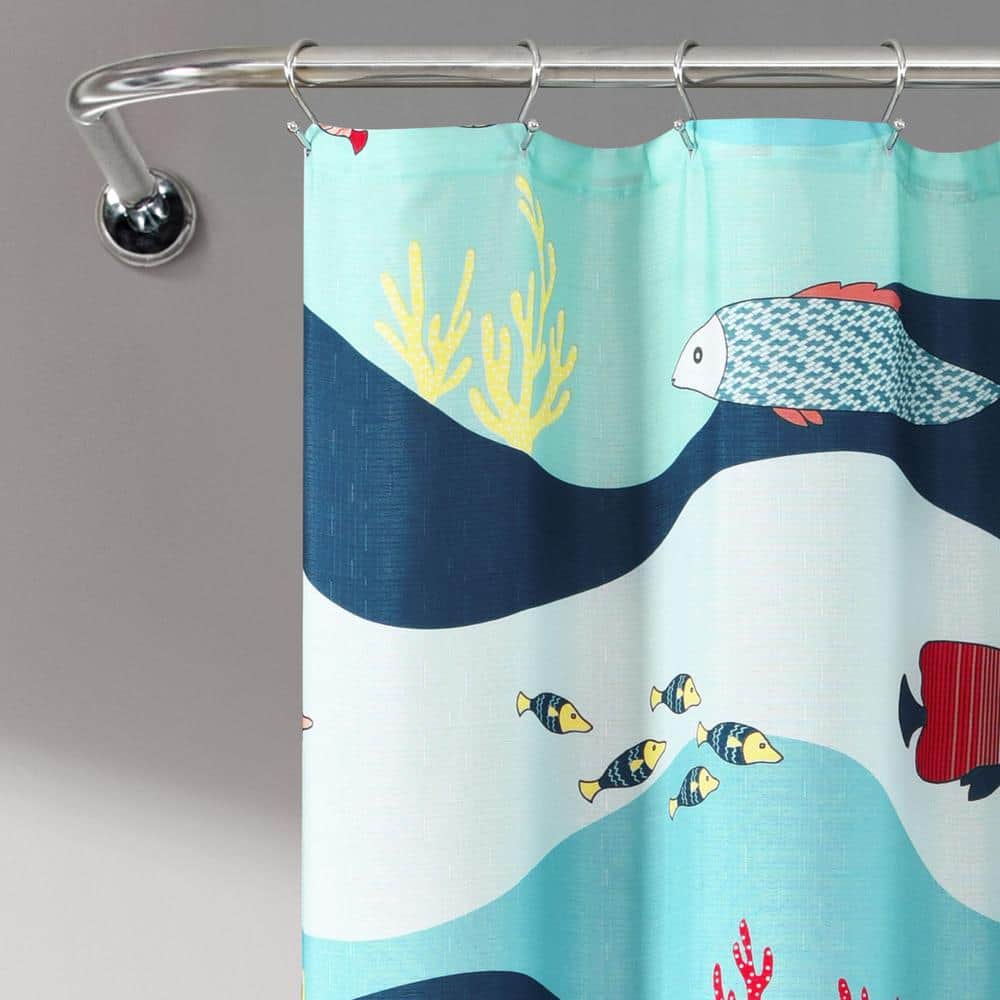 Blue Sea Life Polyester Semi-Sheer Shower Curtain, 72" x 72"