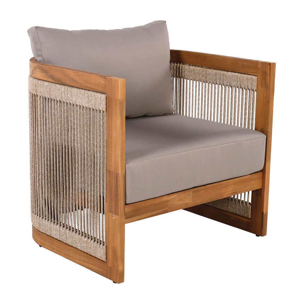 Acacia Wood Outdoor Lounge Chair with Gray Cushion, Patio Club Chair (1-Pack) price history on PriceWatchPro