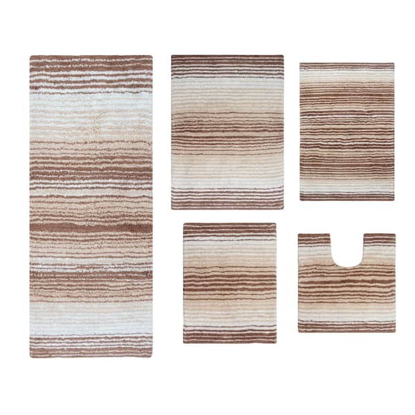 100% Cotton Gradiation Collection Machine Washable 5-Pcs Set with Contour, Beige