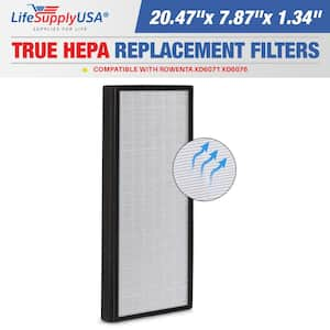 2-in-1 True HEPA Air Cleaner Replacement Filter Plus Activated Carbon Charcoal Compatible with Rowenta XD6071 XD6076