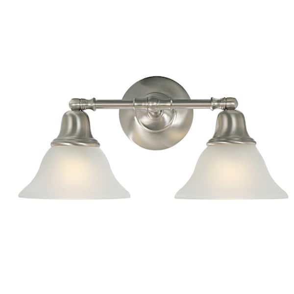 Monument 18 in. Vanity in Fixture Brushed Nickel Uses Two 60-Watt Incandescent Medium Base Lamps
