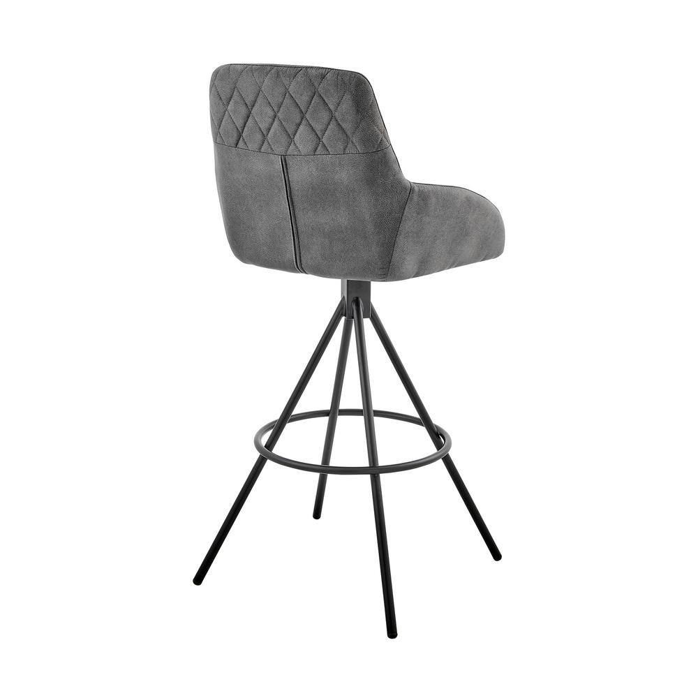 Modern Charcoal Fabric and Black Metal 30" Swivel Bar Stool