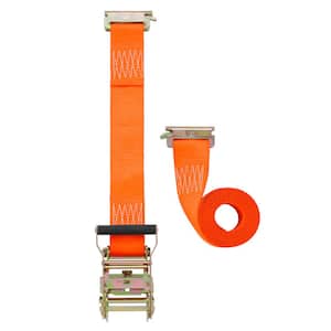 2 in. x 12 ft. Orange Ratchet Tie Down Strap for E-Track and X-Track, 1,000 lb. Safe Work Load - 2 pack